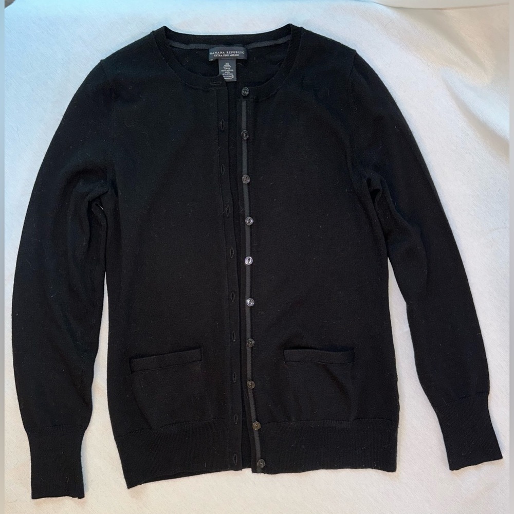 Banana Republic Black Merino Wool Cardigan Size XS
